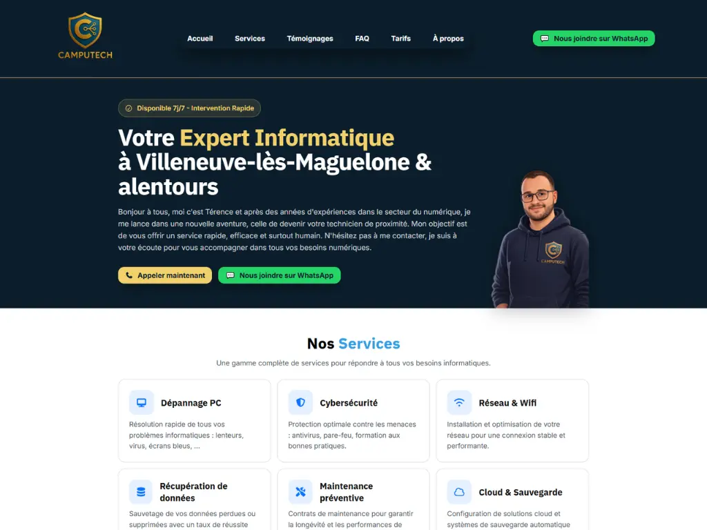 Page d'accueil du site Camputech